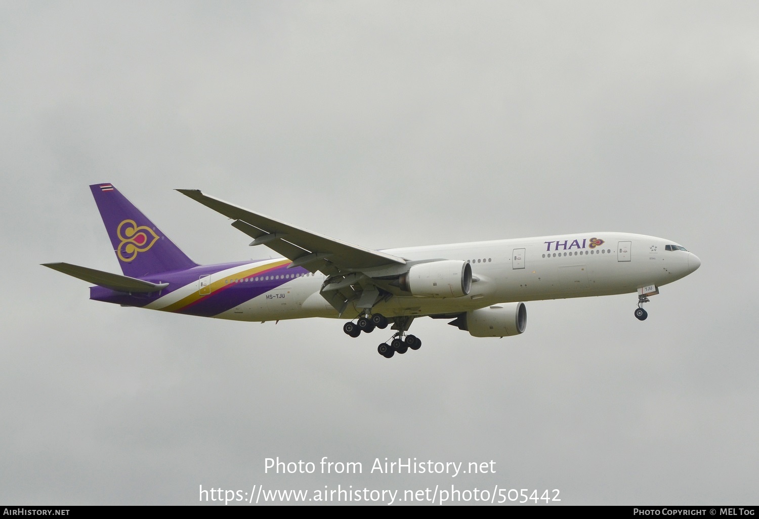 Aircraft Photo of HS-TJU | Boeing 777-2D7/ER | Thai Airways International | AirHistory.net #505442