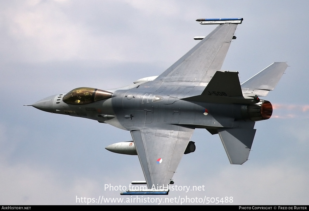 Aircraft Photo of J-508 | General Dynamics F-16A Fighting Falcon | Netherlands - Air Force | AirHistory.net #505488