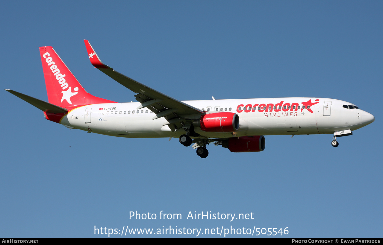 Aircraft Photo of TC-COE | Boeing 737-86J | Corendon Airlines | AirHistory.net #505546