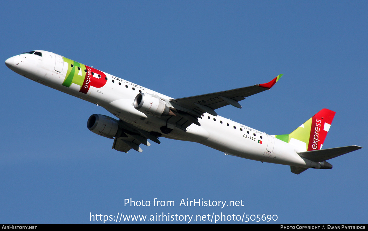 Aircraft Photo of CS-TTY | Embraer 195AR (ERJ-190-200IGW) | TAP Air Portugal Express | AirHistory.net #505690