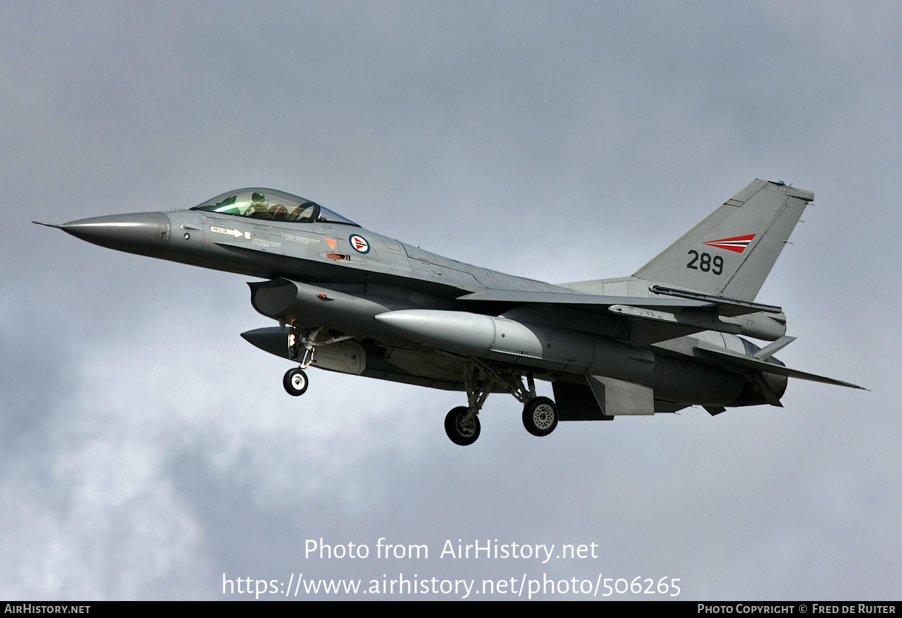 Aircraft Photo of 289 | General Dynamics F-16AM Fighting Falcon | Norway - Air Force | AirHistory.net #506265