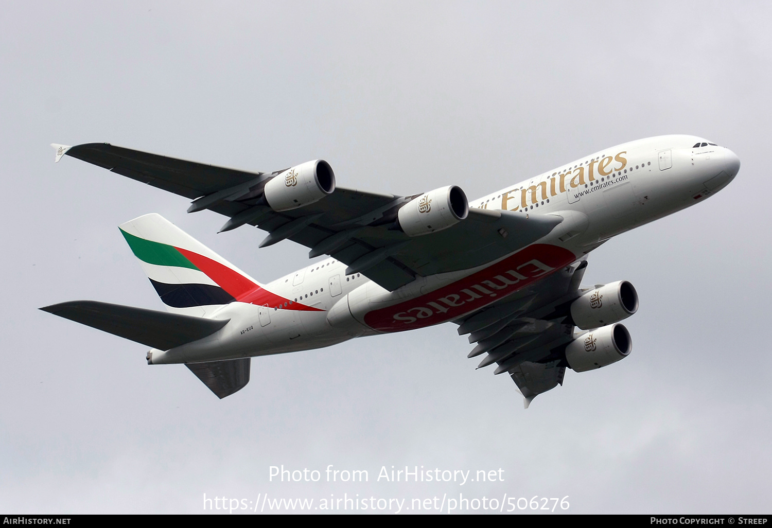 Aircraft Photo of A6-EUQ | Airbus A380-842 | Emirates | AirHistory.net #506276