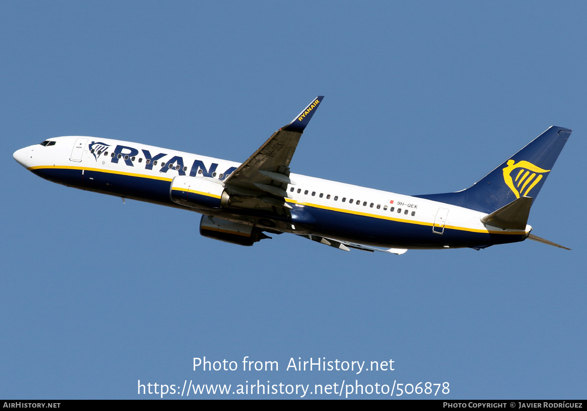 Aircraft Photo of 9H-QEK | Boeing 737-800 | Ryanair | AirHistory.net #506878