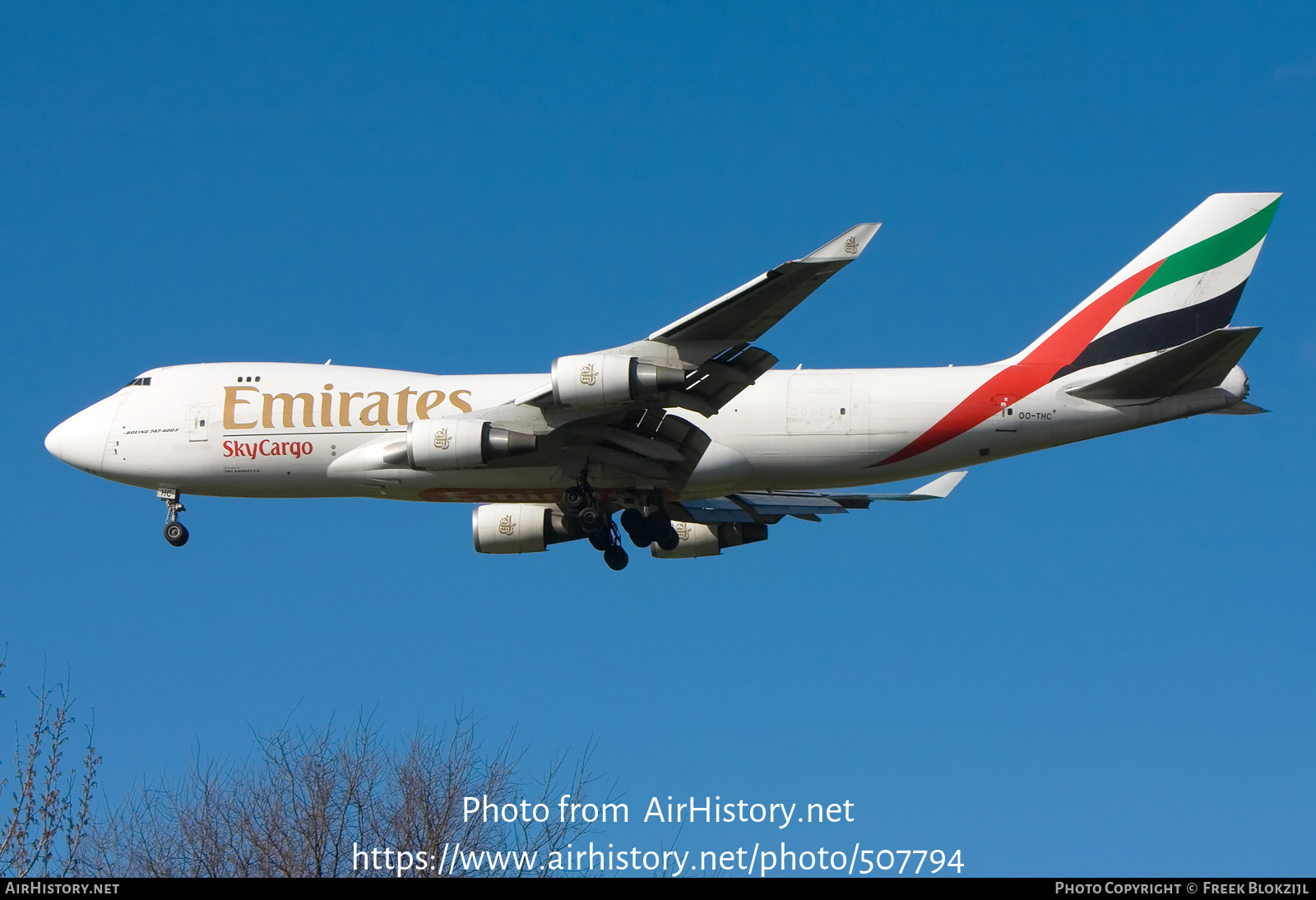 Aircraft Photo of OO-THC | Boeing 747-4HAF/ER/SCD | Emirates SkyCargo | AirHistory.net #507794