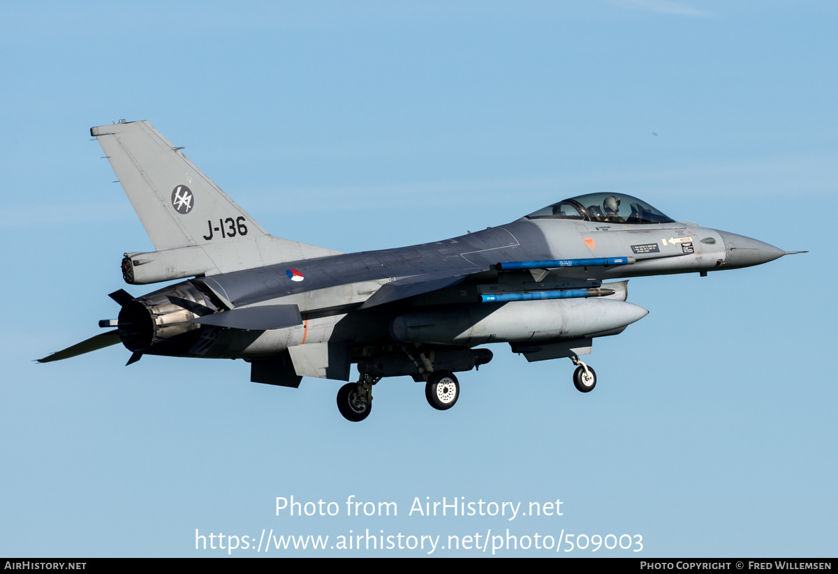 Aircraft Photo of J-136 | General Dynamics F-16AM Fighting Falcon | Netherlands - Air Force | AirHistory.net #509003