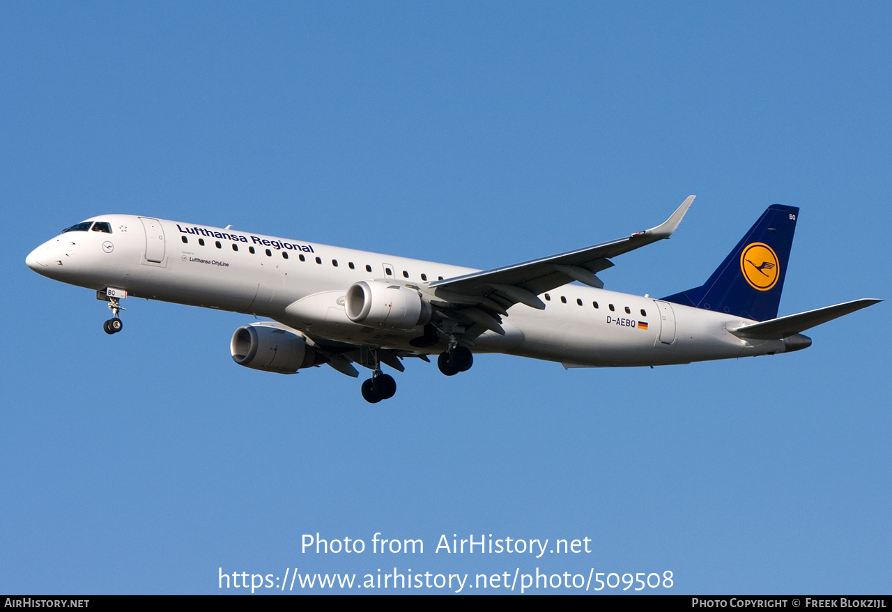 Aircraft Photo of D-AEBQ | Embraer 195LR (ERJ-190-200LR) | Lufthansa Regional | AirHistory.net #509508