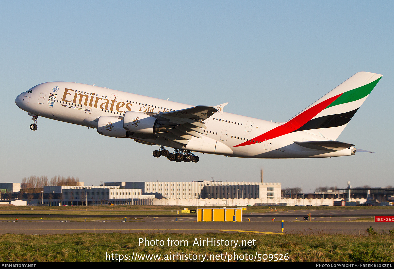 Aircraft Photo of A6-EOK | Airbus A380-861 | Emirates | AirHistory.net #509526