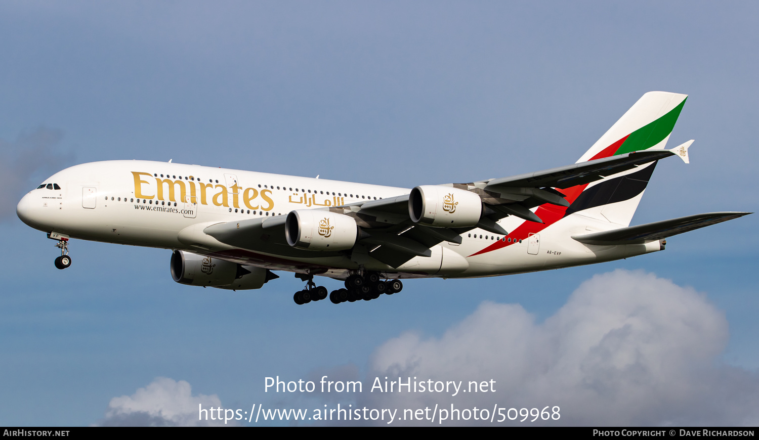 Aircraft Photo of A6-EVP | Airbus A380-842 | Emirates | AirHistory.net #509968