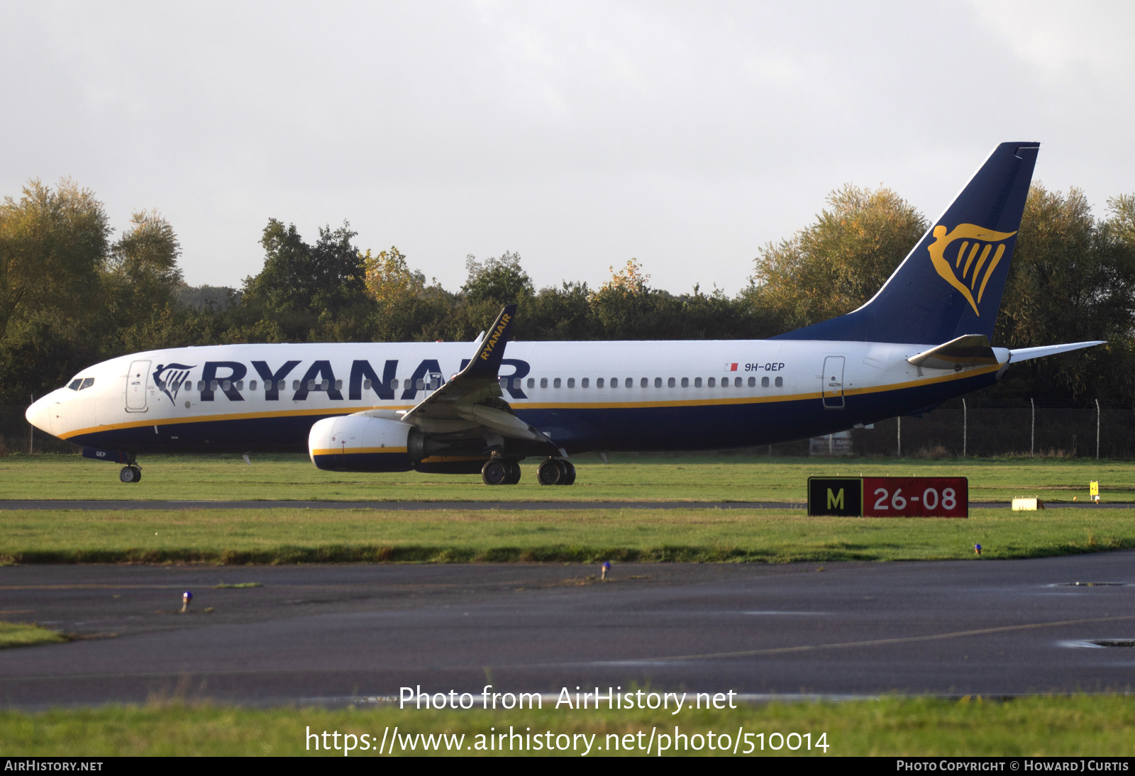 Aircraft Photo of 9H-QEP | Boeing 737-800 | Ryanair | AirHistory.net #510014