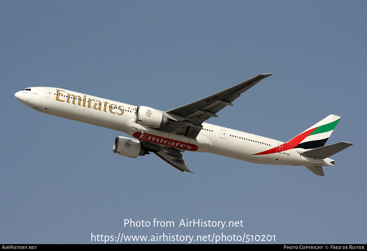 Aircraft Photo of A6-EBF | Boeing 777-31H/ER | Emirates | AirHistory.net #510201