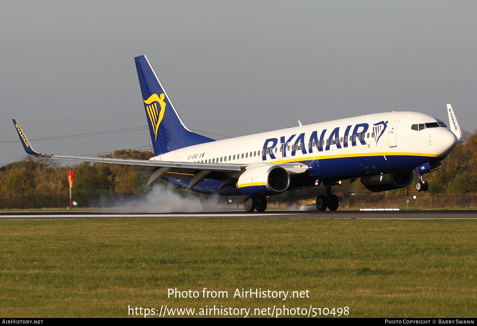 Aircraft Photo of EI-EBE | Boeing 737-8AS | Ryanair | AirHistory.net #510498