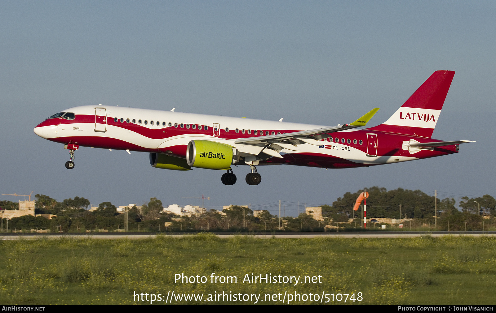 Aircraft Photo of YL-CSL | Airbus A220-371 (BD-500-1A11) | AirBaltic | AirHistory.net #510748