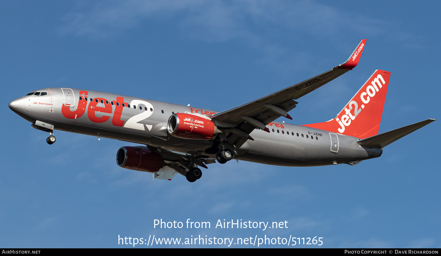 Aircraft Photo of G-JZHR | Boeing 737-800 | Jet2 | AirHistory.net #511265