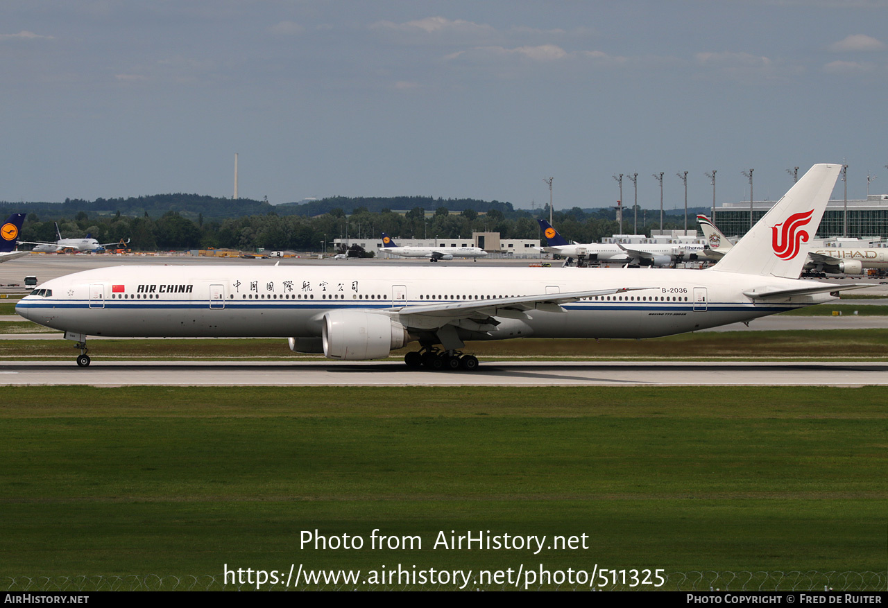 Aircraft Photo of B-2036 | Boeing 777-39L/ER | Air China | AirHistory.net #511325