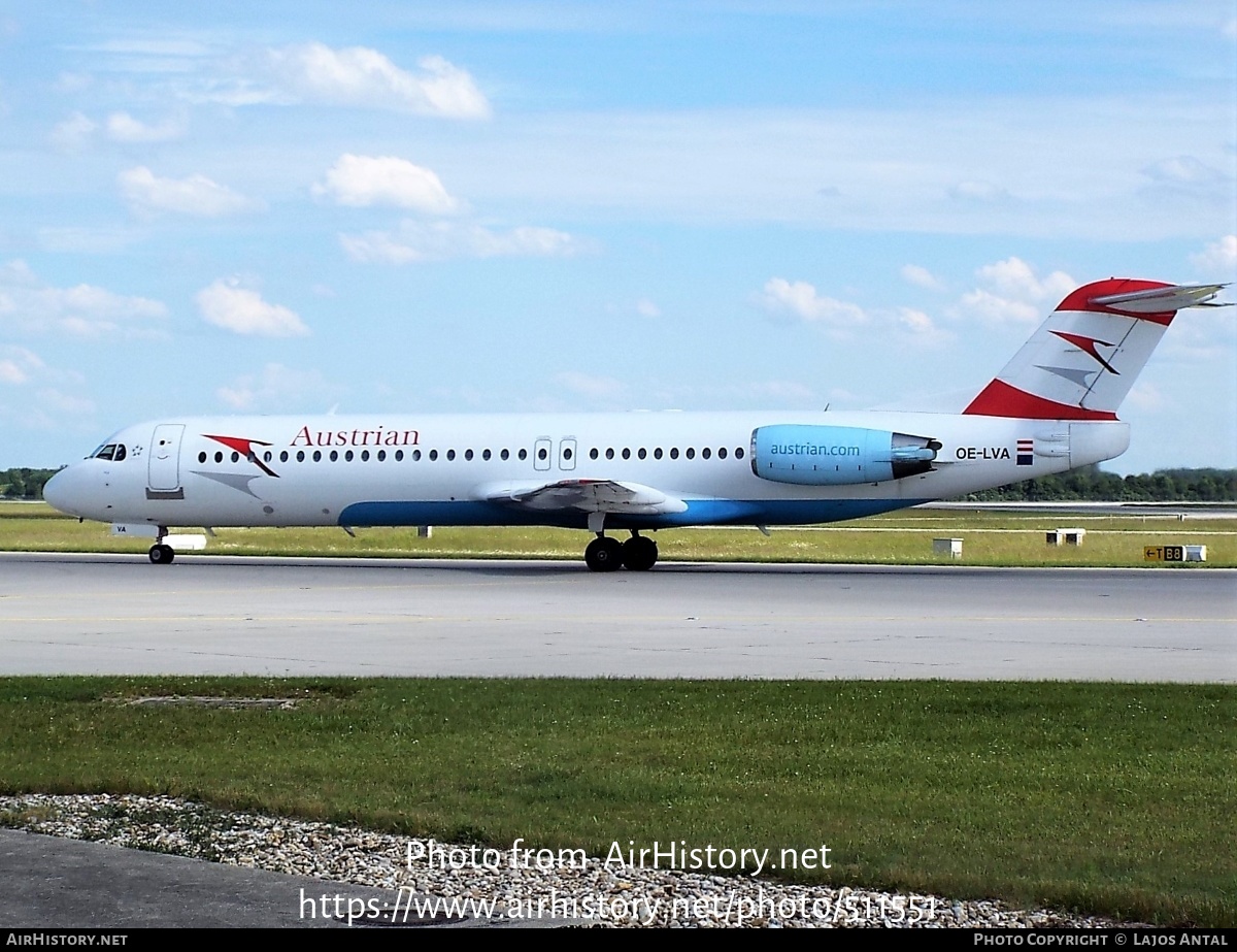 Aircraft Photo of OE-LVA | Fokker 100 (F28-0100) | Austrian Airlines | AirHistory.net #511551