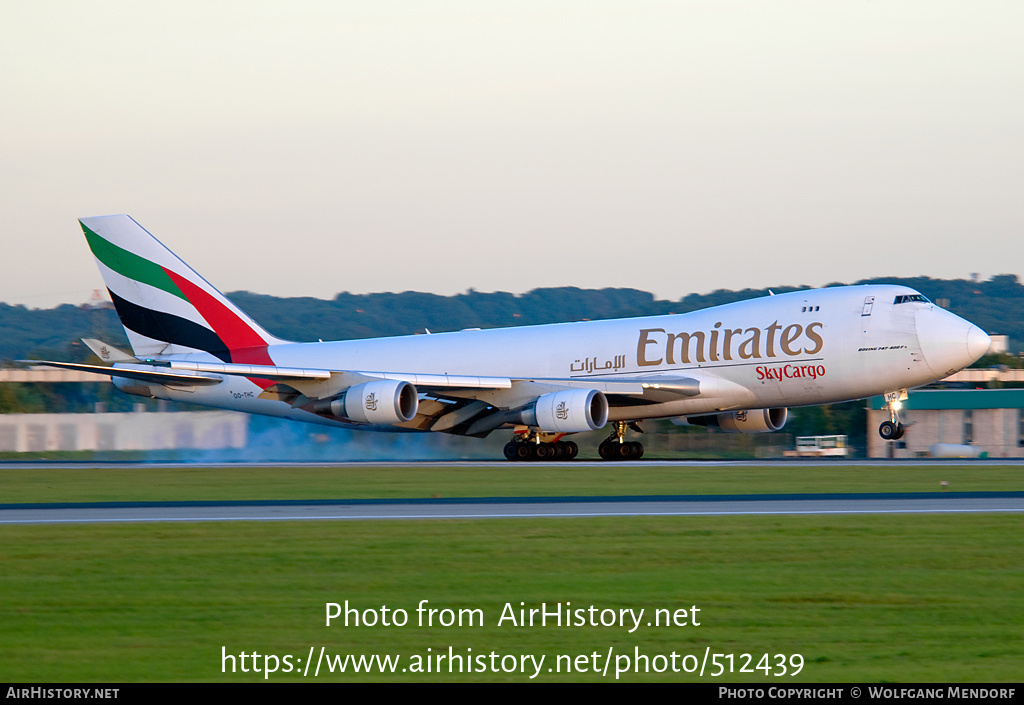 Aircraft Photo of OO-THC | Boeing 747-4HAF/ER/SCD | Emirates SkyCargo | AirHistory.net #512439