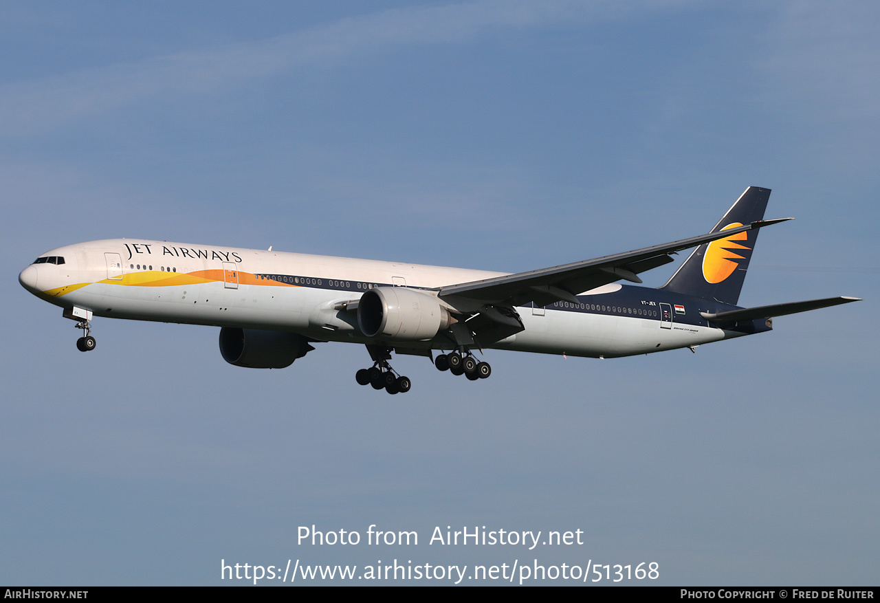 Aircraft Photo of VT-JEX | Boeing 777-35R/ER | Jet Airways | AirHistory.net #513168