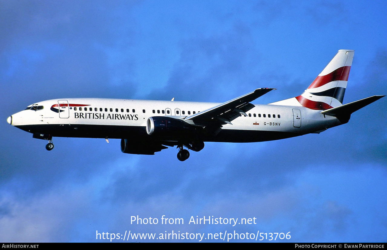 Aircraft Photo of G-BSNV | Boeing 737-4Q8 | British Airways | AirHistory.net #513706