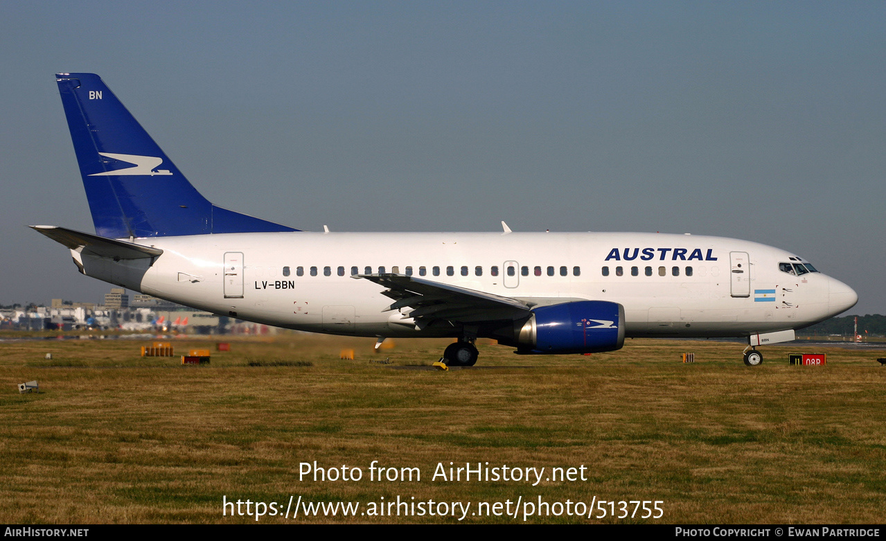 Aircraft Photo of LV-BBN | Boeing 737-5H6 | Austral Líneas Aéreas | AirHistory.net #513755