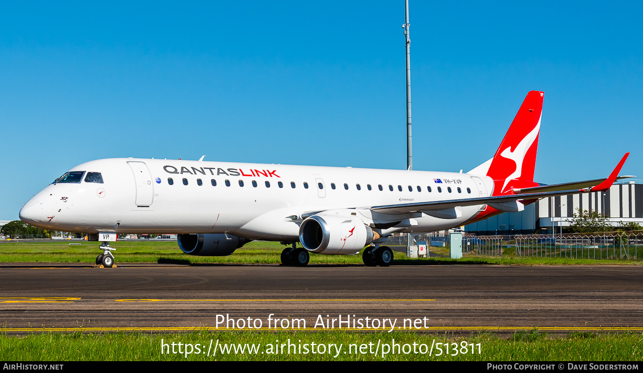 Aircraft Photo of VH-XVP | Embraer 190AR (ERJ-190-100IGW) | QantasLink | AirHistory.net #513811