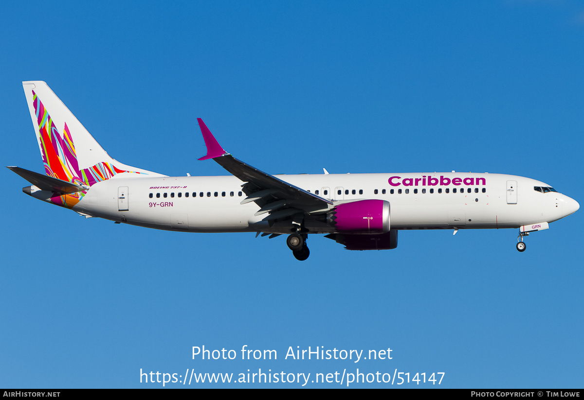 Aircraft Photo of 9Y-GRN | Boeing 737-8 Max 8 | Caribbean Airlines | AirHistory.net #514147