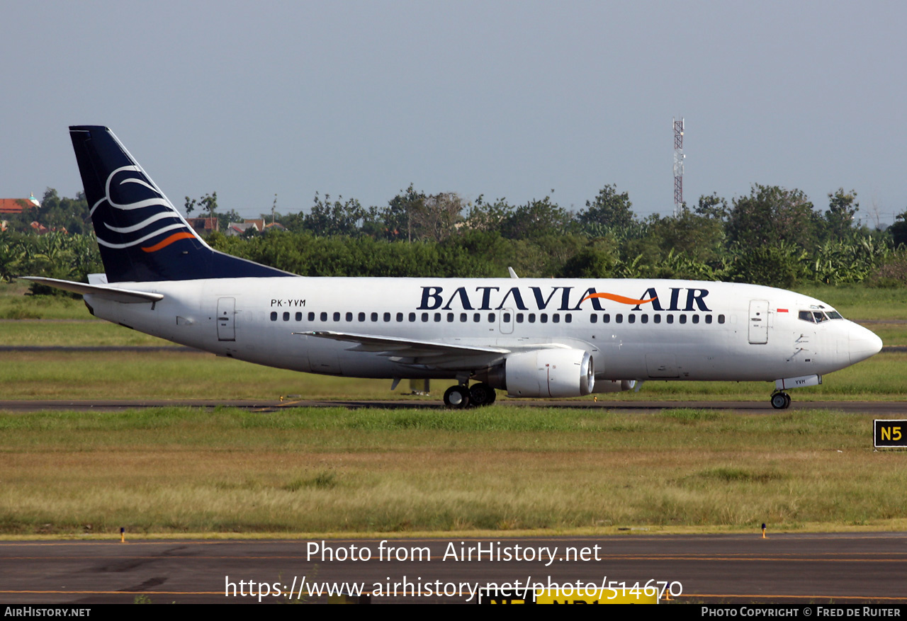 Aircraft Photo of PK-YVM | Boeing 737-322 | Batavia Air | AirHistory.net #514670