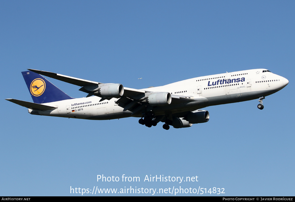 Aircraft Photo of D-ABYG | Boeing 747-830 | Lufthansa | AirHistory.net #514832