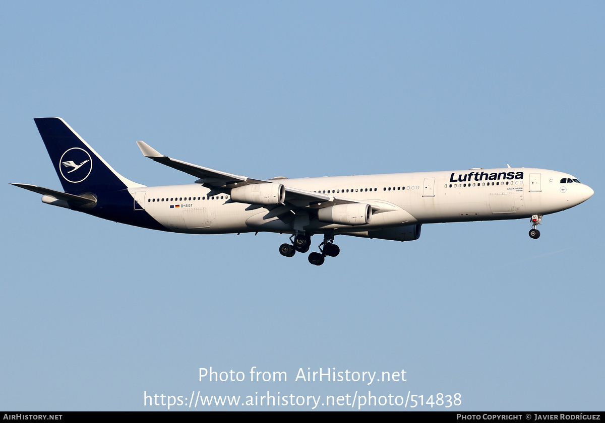 Aircraft Photo of D-AIGT | Airbus A340-313X | Lufthansa | AirHistory.net #514838