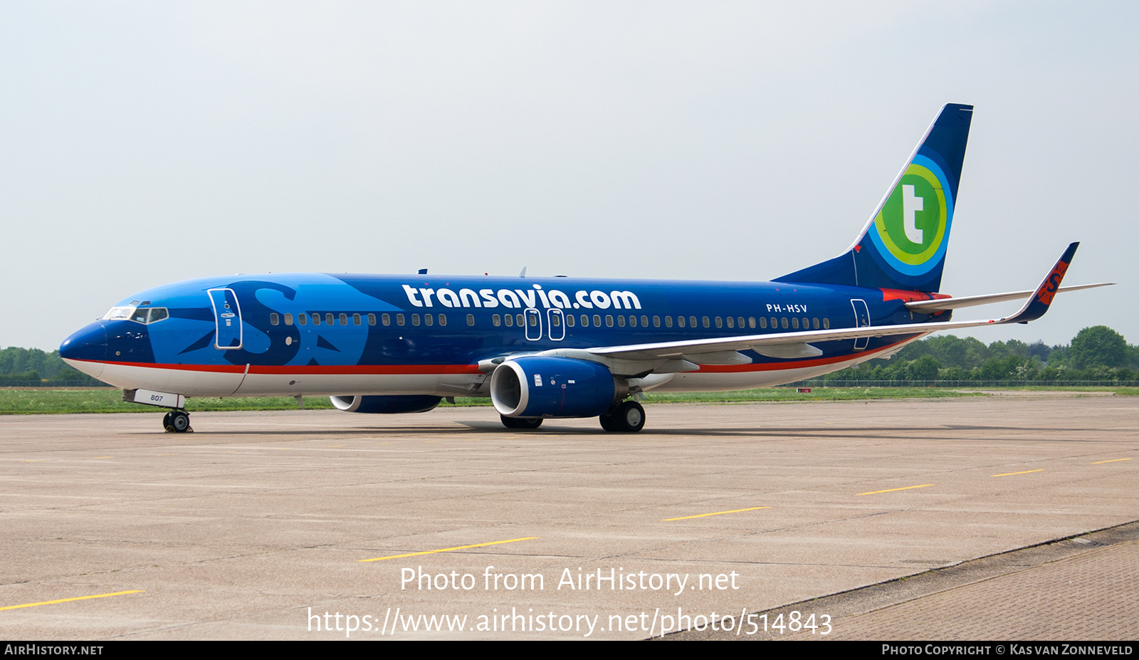 Aircraft Photo of PH-HSV | Boeing 737-8BK | Transavia | AirHistory.net #514843