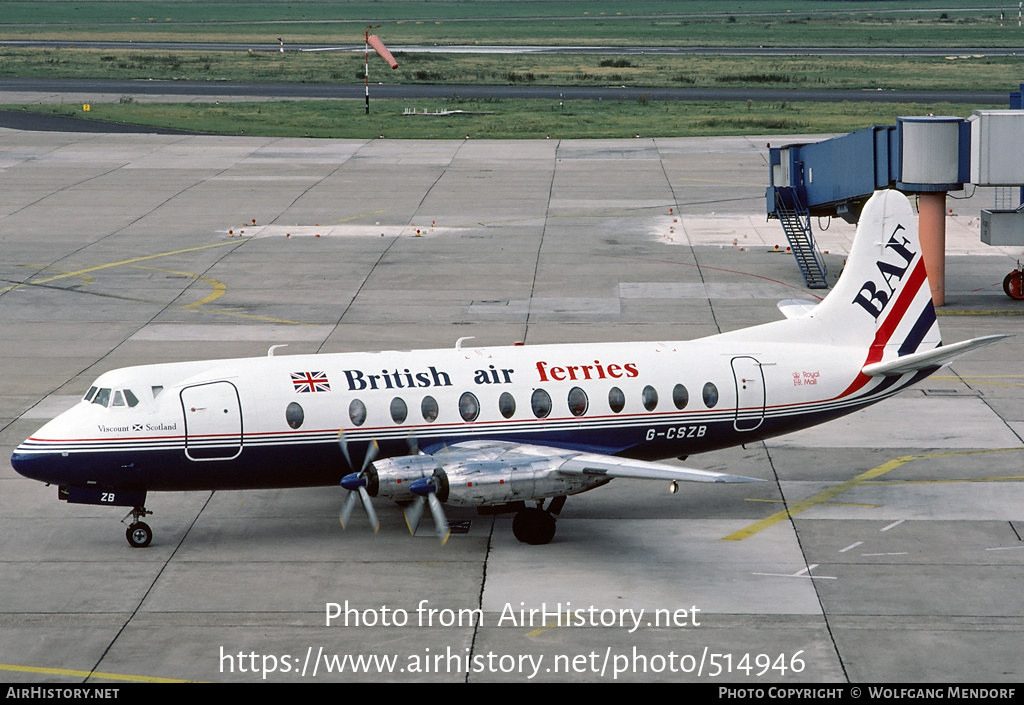 Aircraft Photo of G-CSZB | Vickers 807 Viscount | British Air Ferries - BAF | AirHistory.net #514946