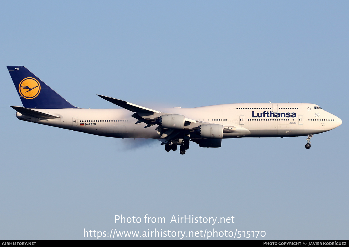 Aircraft Photo of D-ABYN | Boeing 747-830 | Lufthansa | AirHistory.net #515170