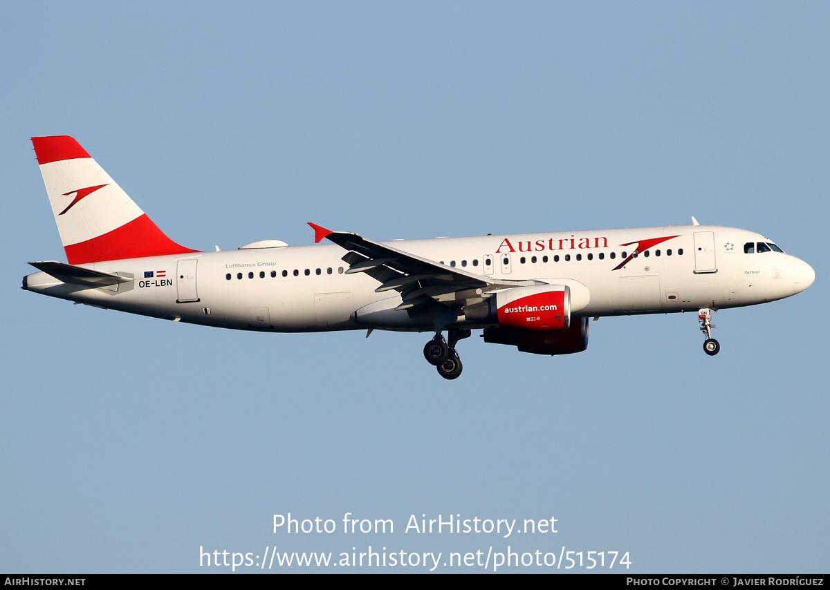 Aircraft Photo of OE-LBN | Airbus A320-214 | Austrian Airlines | AirHistory.net #515174