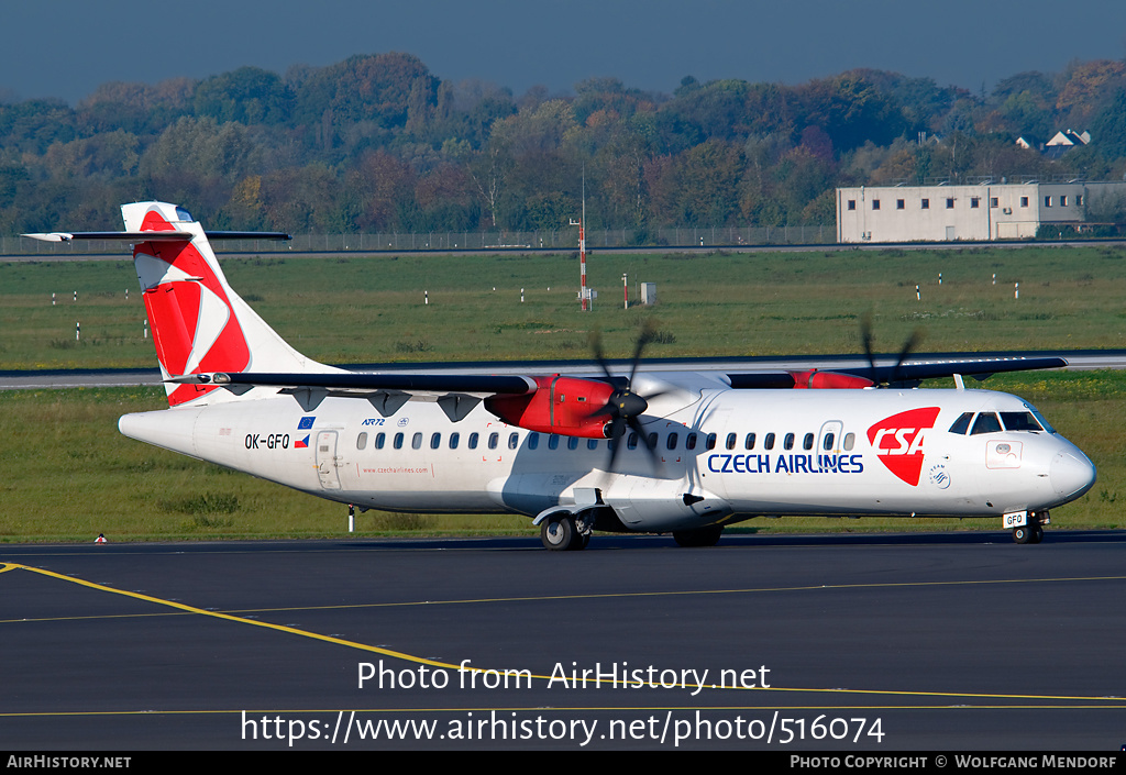 Aircraft Photo of OK-GFQ | ATR ATR-72-500 (ATR-72-212A) | ČSA - Czech Airlines | AirHistory.net #516074