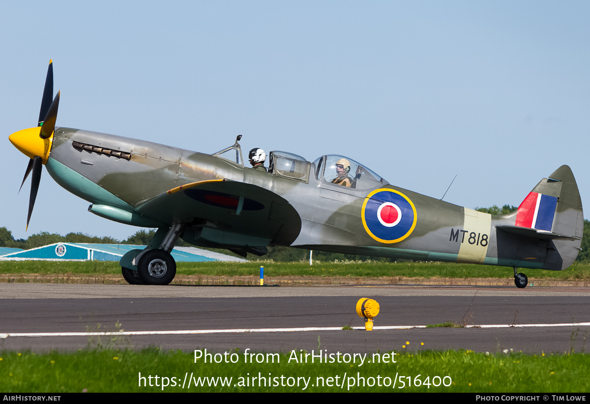 Aircraft Photo of G-AIDN / MT818 | Supermarine 502 Spitfire T8 | UK - Air Force | AirHistory.net #516400