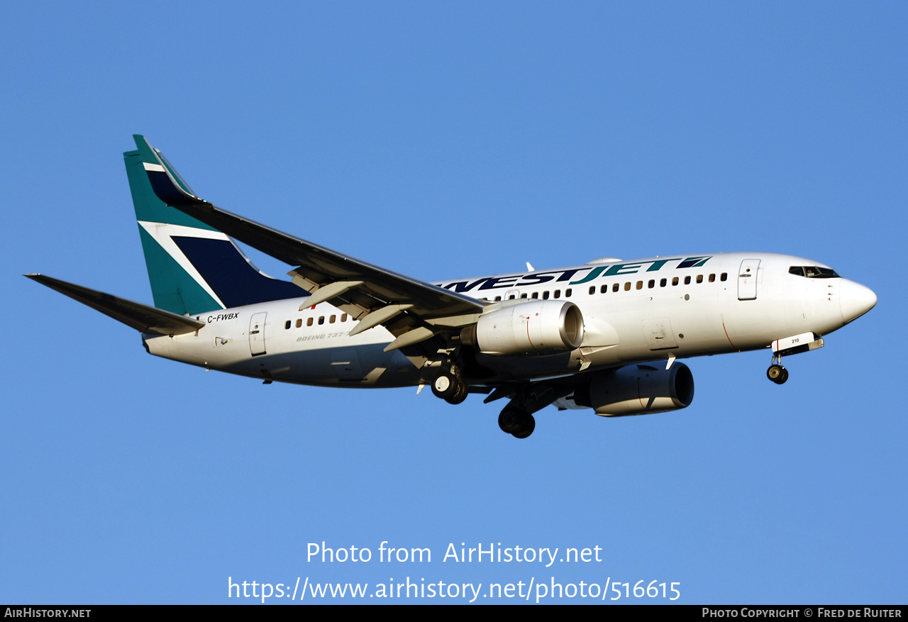 Aircraft Photo of C-FWBX | Boeing 737-7CT | WestJet | AirHistory.net #516615