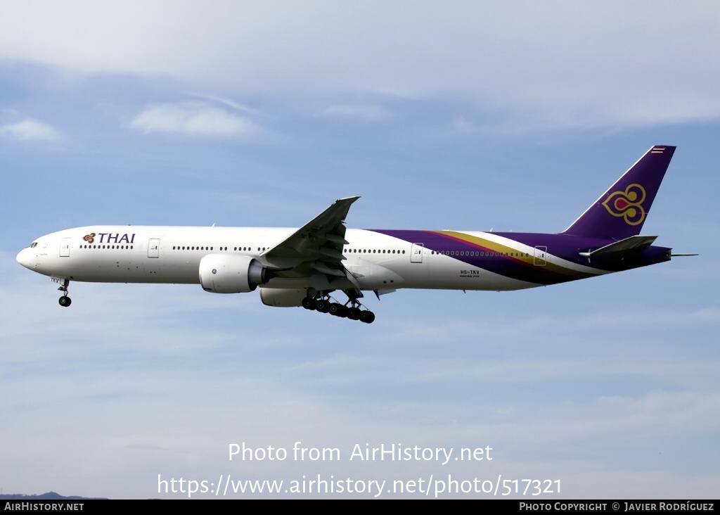 Aircraft Photo of HS-TKV | Boeing 777-3D7/ER | Thai Airways International | AirHistory.net #517321