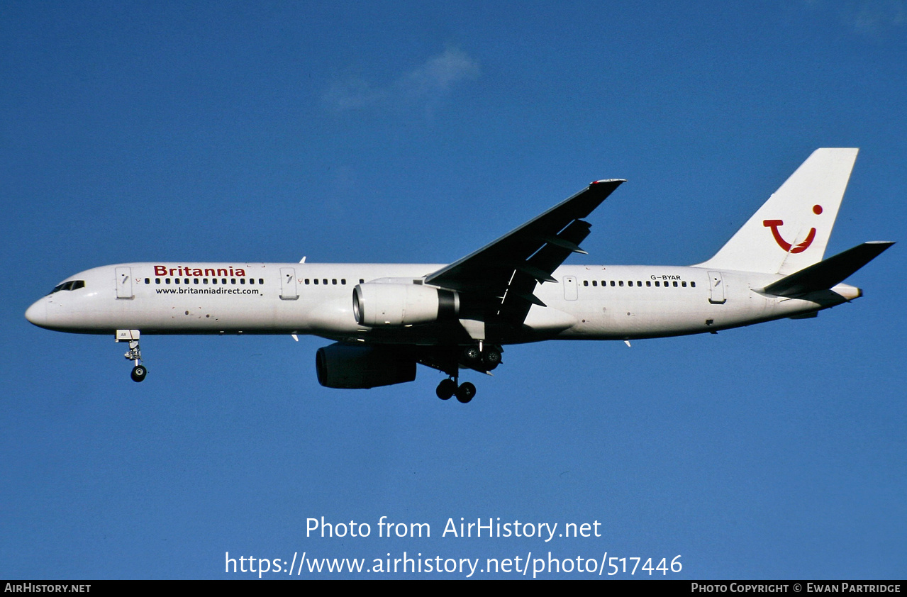 Aircraft Photo of G-BYAR | Boeing 757-204 | Britannia Airways | AirHistory.net #517446