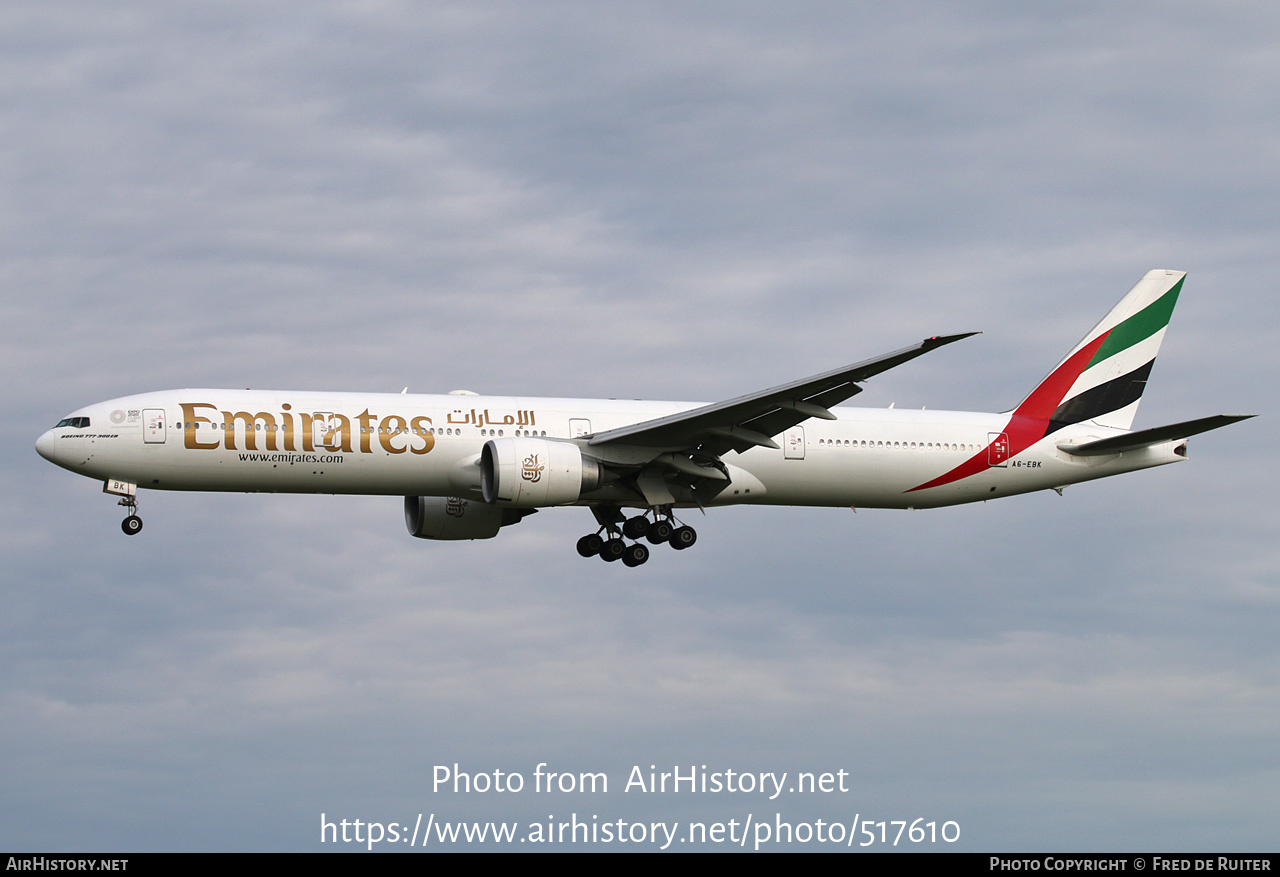 Aircraft Photo of A6-EBK | Boeing 777-31H/ER | Emirates | AirHistory.net #517610