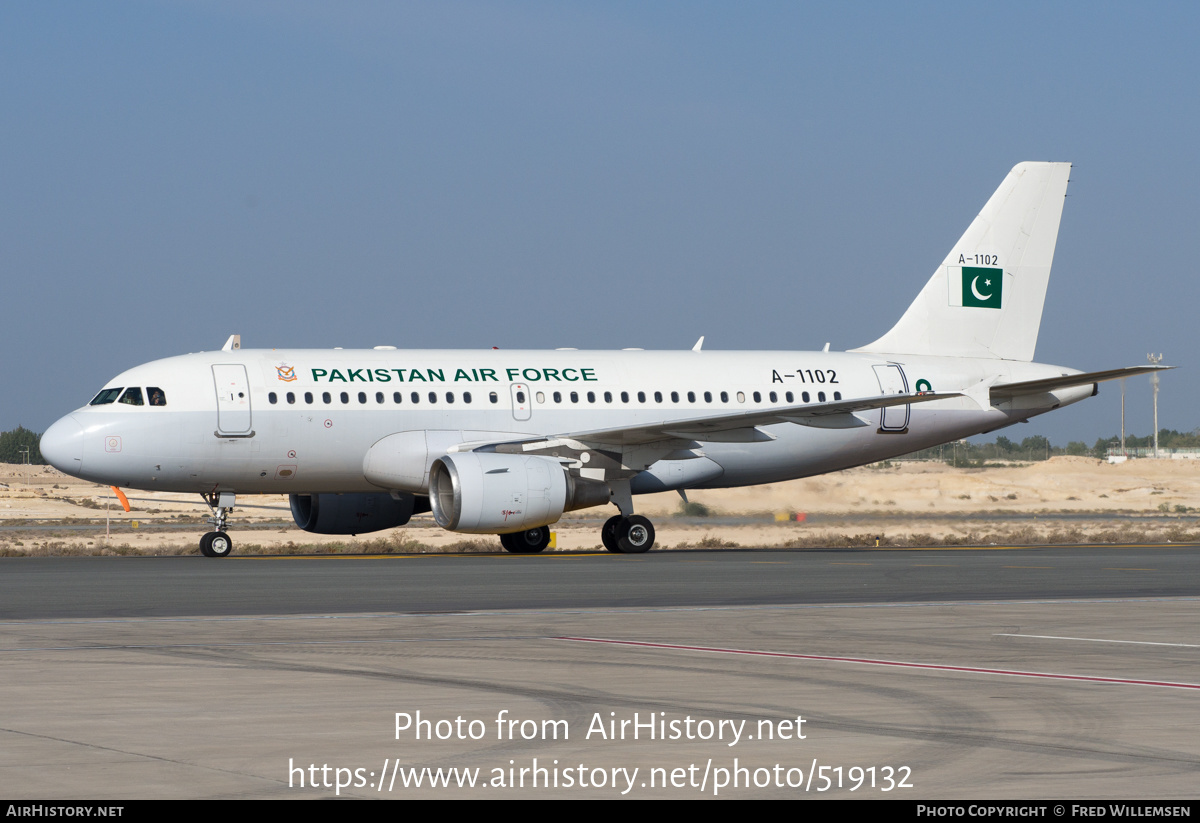 Aircraft Photo of A-1102 | Airbus A319-112 | Pakistan - Air Force | AirHistory.net #519132