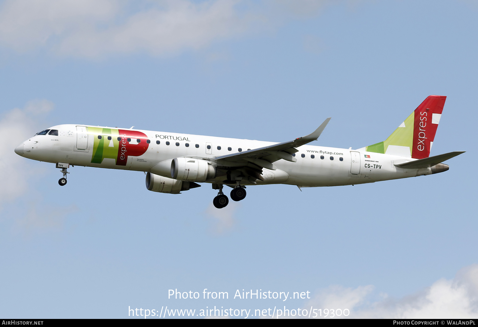 Aircraft Photo of CS-TPV | Embraer 190LR (ERJ-190-100LR) | TAP Portugal Express | AirHistory.net #519300