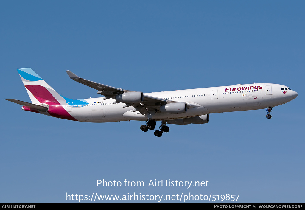 Aircraft Photo of OO-SCW | Airbus A340-313 | Eurowings | AirHistory.net #519857