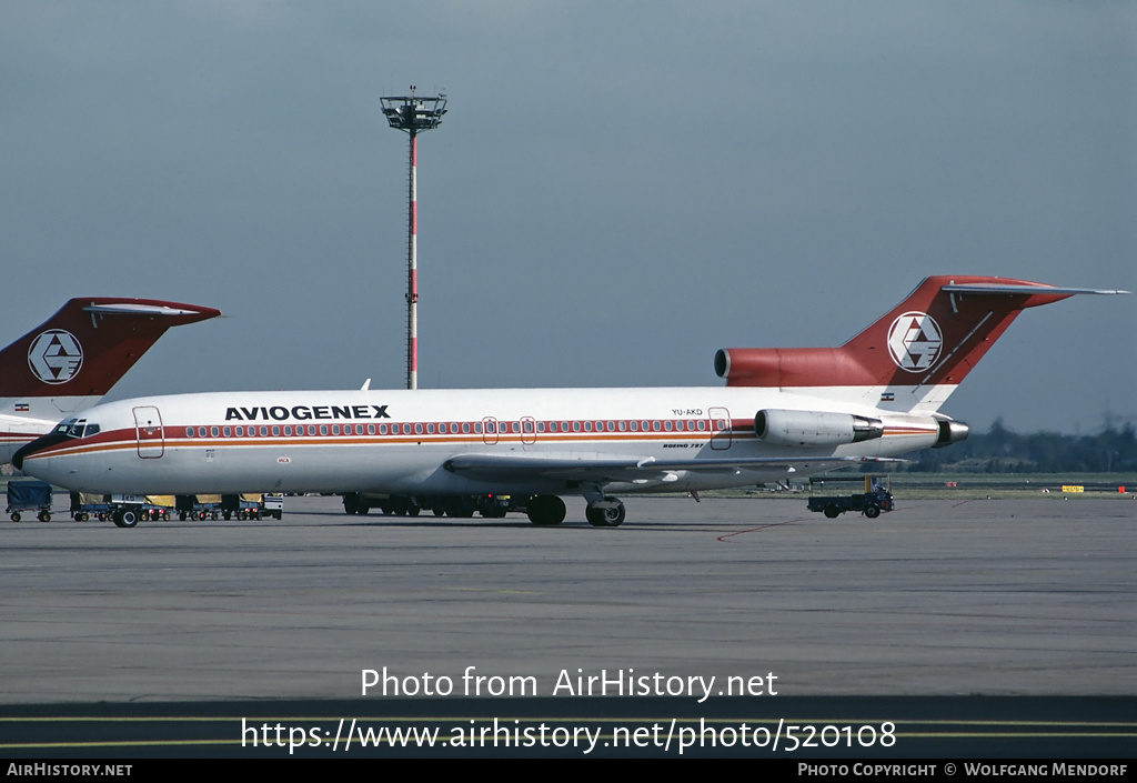 Aircraft Photo of YU-AKD | Boeing 727-2L8/Adv | Aviogenex | AirHistory.net #520108