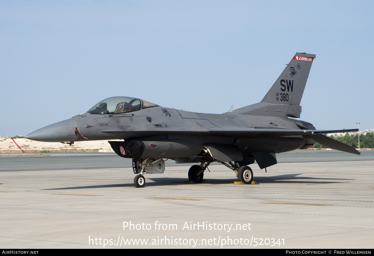 Aircraft Photo of 91-0380 / AF91-380 | General Dynamics F-16C Fighting Falcon | USA - Air Force | AirHistory.net #520341