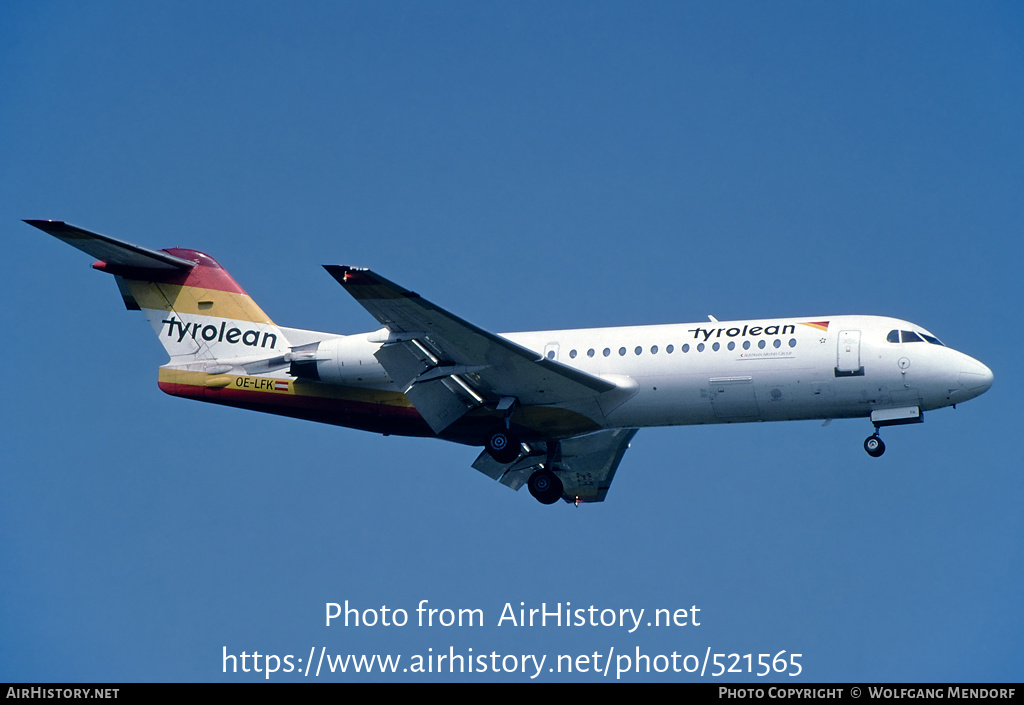 Aircraft Photo of OE-LFK | Fokker 70 (F28-0070) | Tyrolean Airways | AirHistory.net #521565