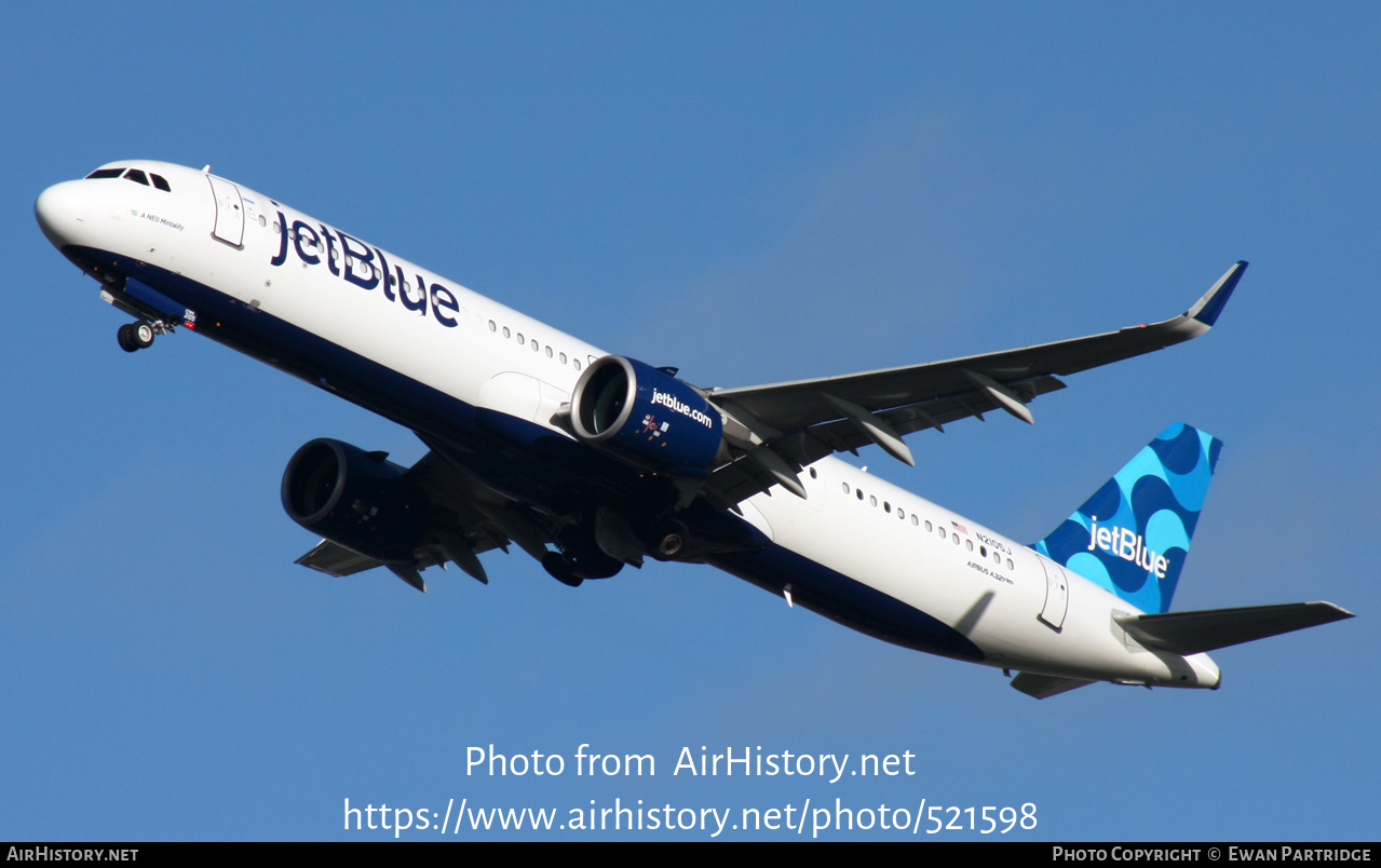 Aircraft Photo of N2105J | Airbus A321-271NX | JetBlue Airways | AirHistory.net #521598