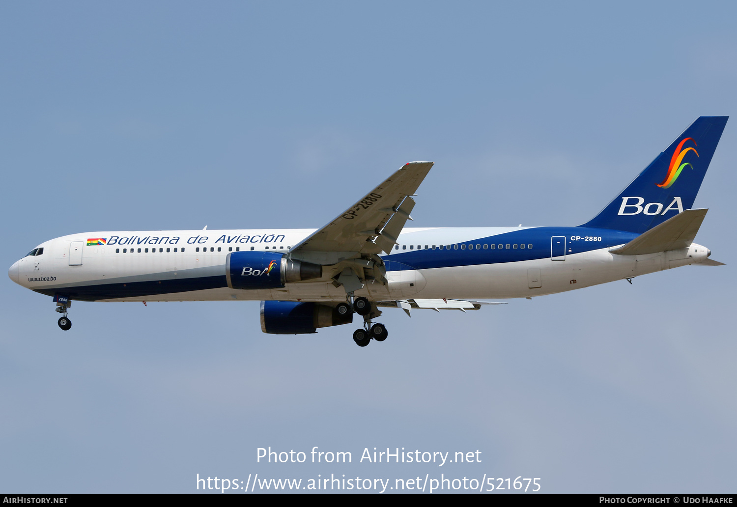 Aircraft Photo of CP-2880 | Boeing 767-33A/ER | Boliviana de Aviación - BoA | AirHistory.net #521675