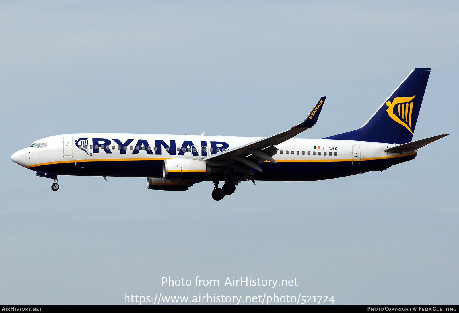 Aircraft Photo of EI-EVZ | Boeing 737-8AS | Ryanair | AirHistory.net #521724