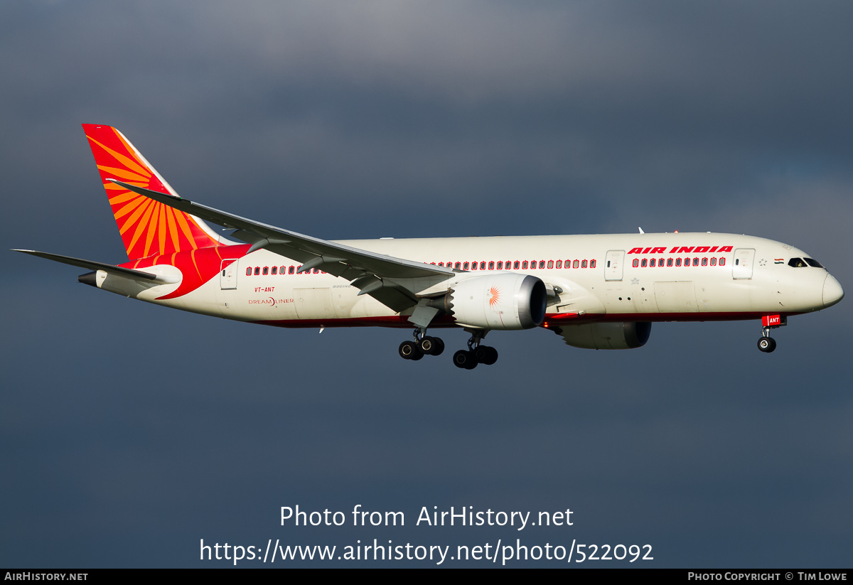 Aircraft Photo of VT-ANT | Boeing 787-8 Dreamliner | Air India | AirHistory.net #522092