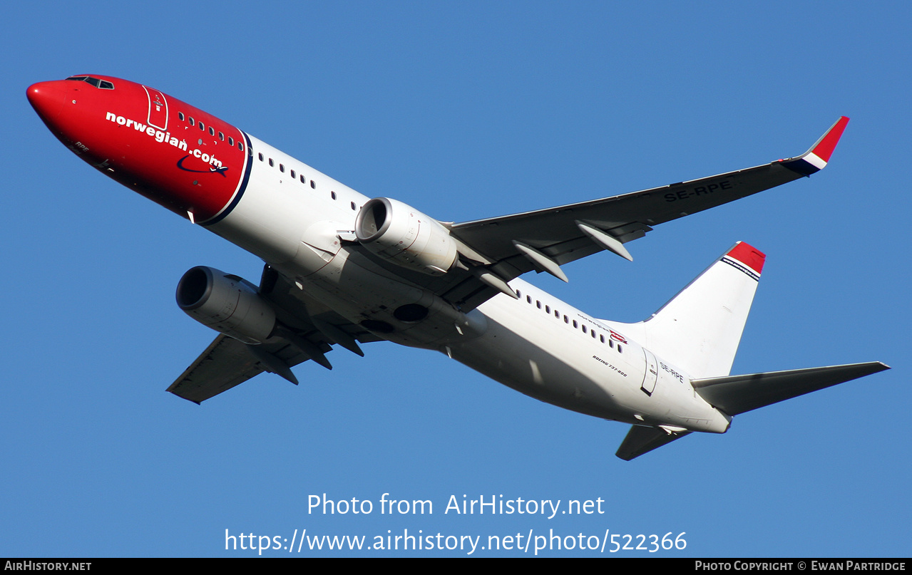 Aircraft Photo of SE-RPE | Boeing 737-8JP | Norwegian | AirHistory.net #522366