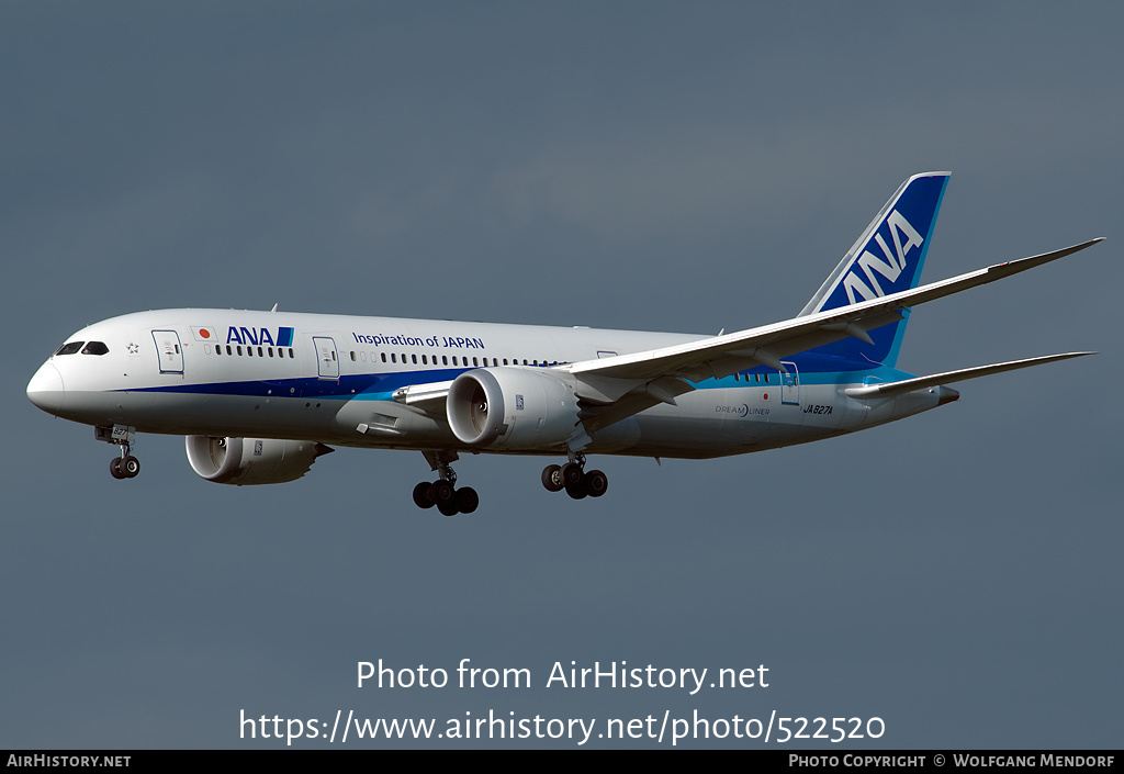 Aircraft Photo of JA827A | Boeing 787-8 Dreamliner | All Nippon Airways - ANA | AirHistory.net #522520